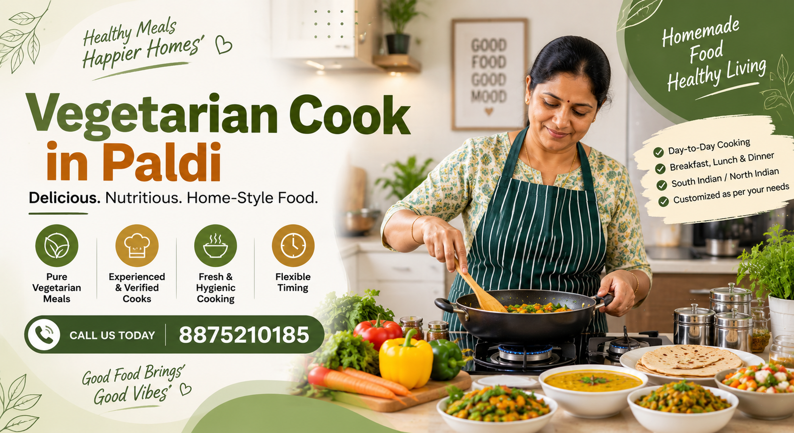 You are currently viewing Vegetarian Cook in Paldi – Trusted Home Cooking Help from Maid Agency Ahmedabad